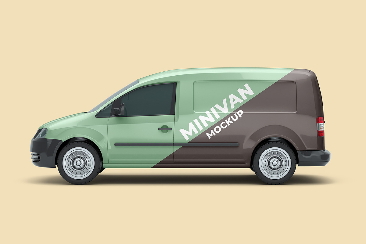 Mini Van Mockup - 6 views, an Advertising Mockup by Illusiongraphic (Photo 3 of 20)