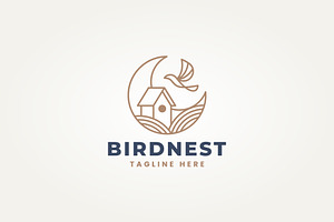 bird house line art label logo, a Branding & Logo Template by Blazybone