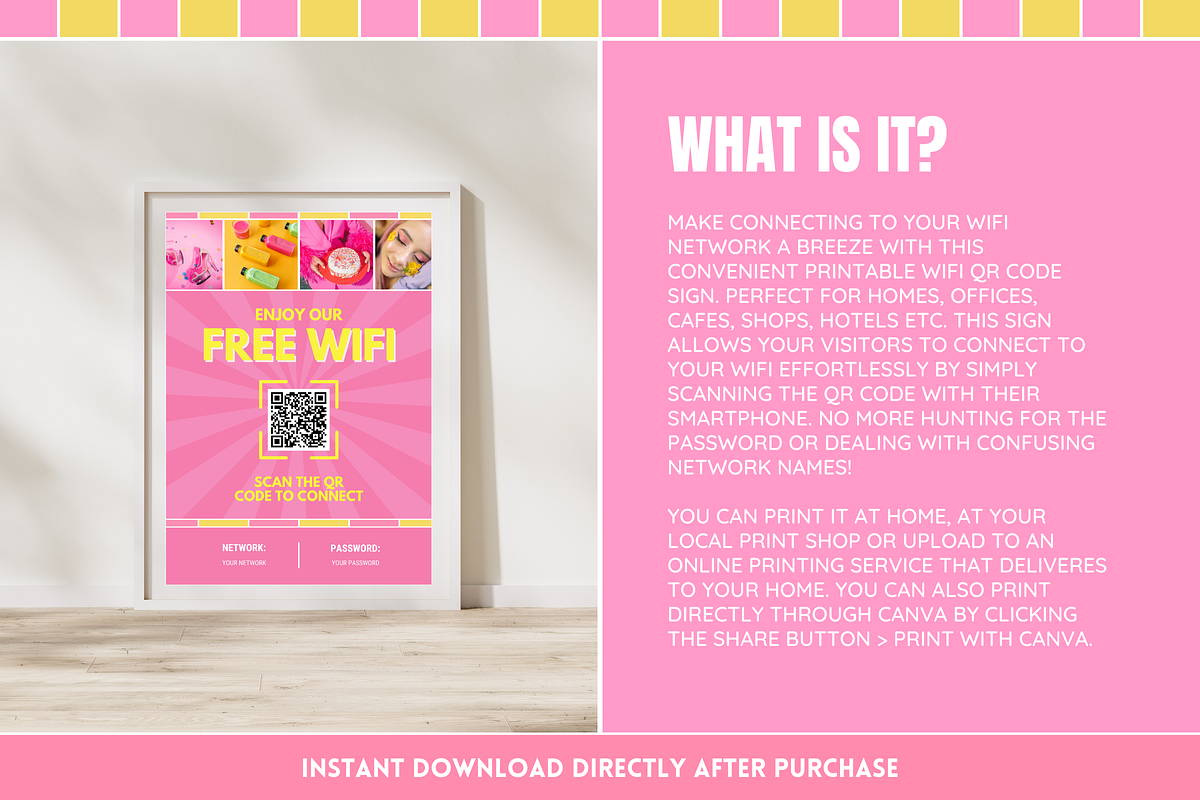 WiFi QR Code Sign, a Poster Template by SunshineStudioBoutique (Photo 2 of 9)