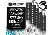 Tattoo Numbers  For Procreate, a Brush Add-On by Torus1 (Thumbnail 1 of 6)