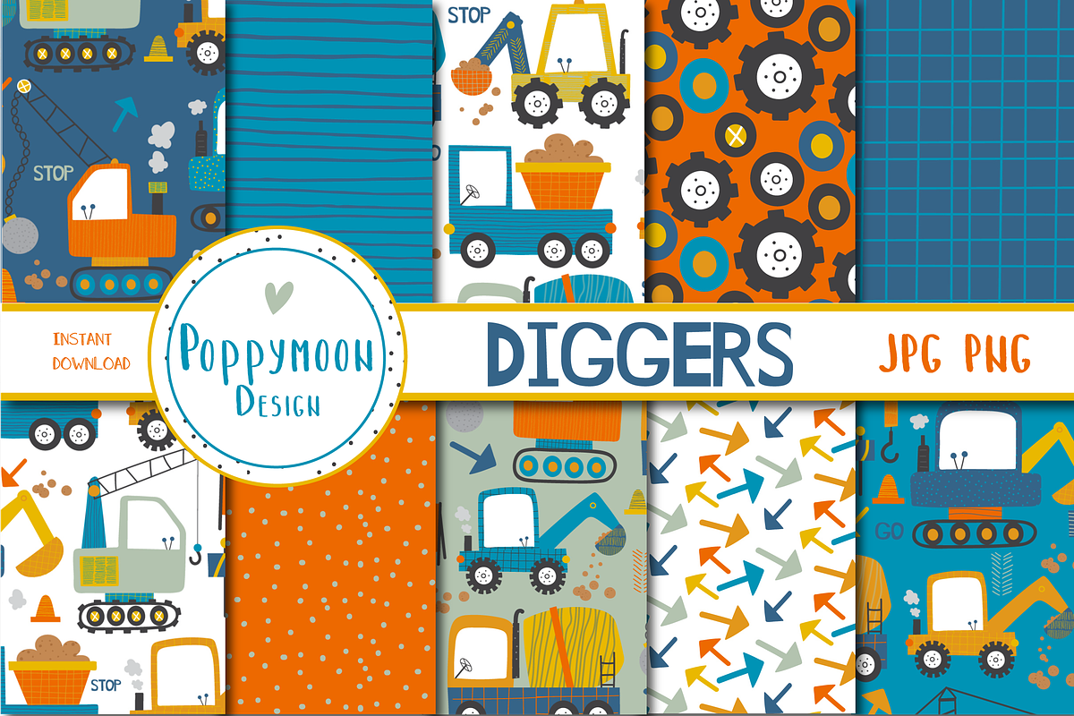 Diggers paper set, a Pattern Graphic by Poppymoondesign (Photo 1 of 3)
