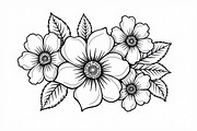 Botanical Line Art Coloring Sheets, an Illustration by balal (Thumbnail 8 of 9)