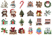 Christmas Tiny Village Clipart, a Seasonal Illustration by designcity5 (Thumbnail 2 of 5)