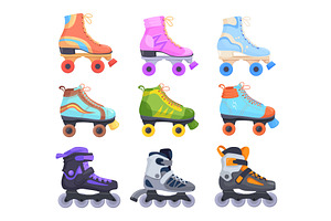 Rollerskates. Cartoon Roller Skates