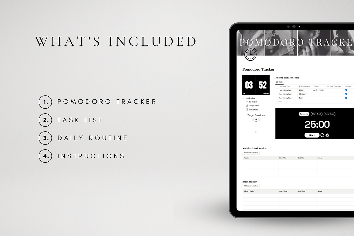 Notion Pomodoro Tracker Template, a Templates & Theme by BRANDcontent (Photo 2 of 6)
