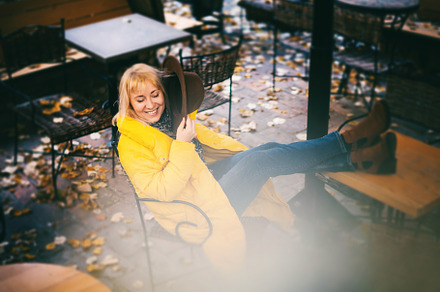 Woman in autumn city, a Person Photo by Olezzo