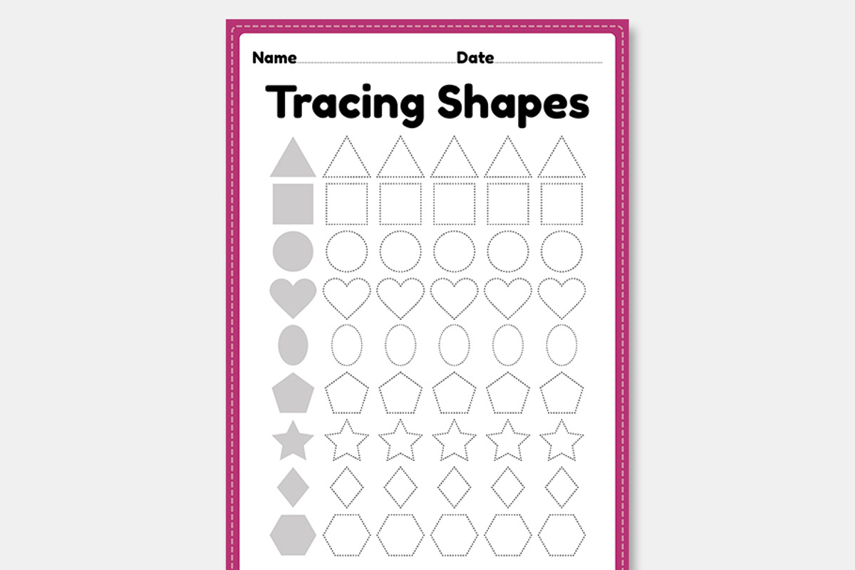 Tracing Shapes Worksheets, an Education Illustration by TukTuk Design (Photo 4 of 6)