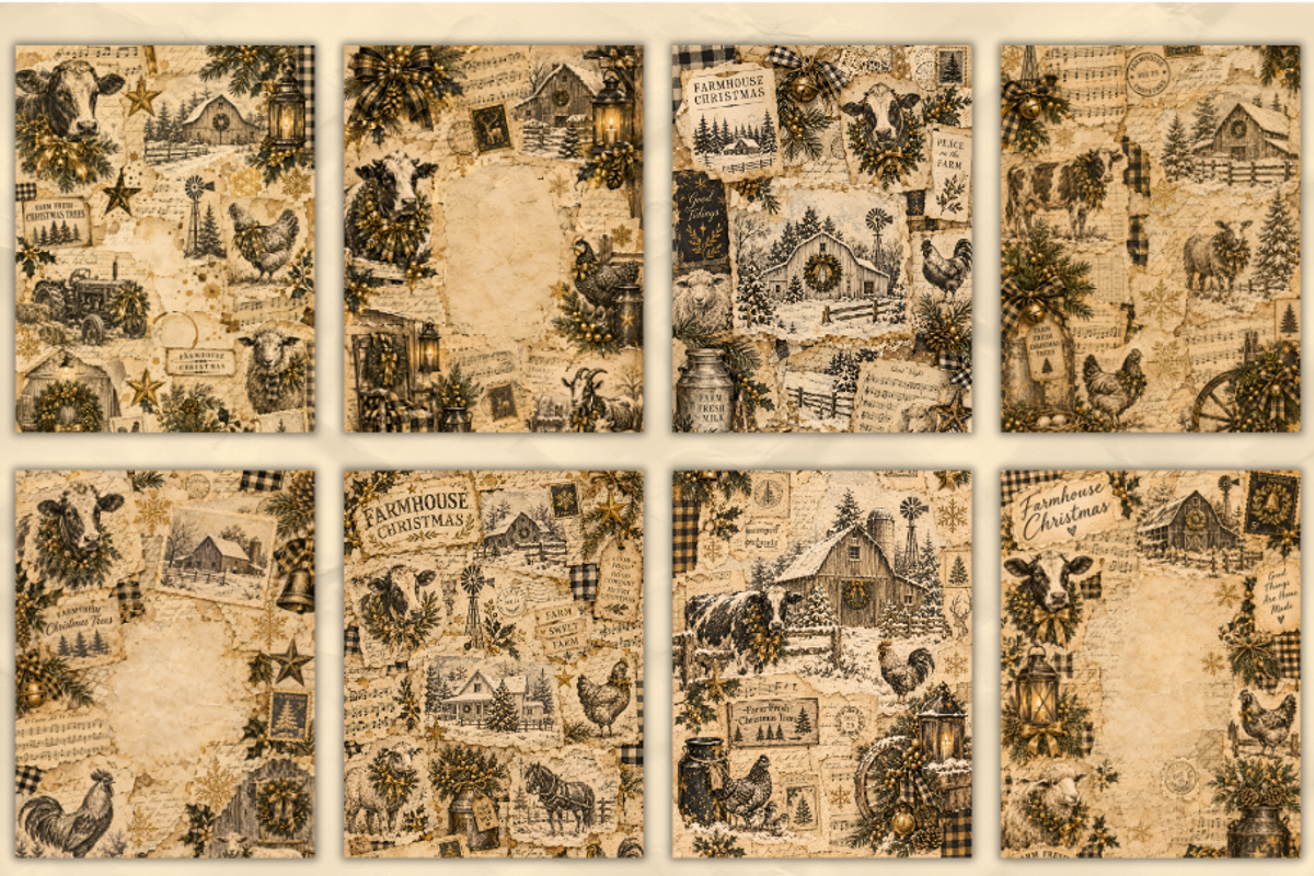Farmhouse Christmas Junk Journal, a Background Graphic by Markicha Art (Photo 2 of 5)