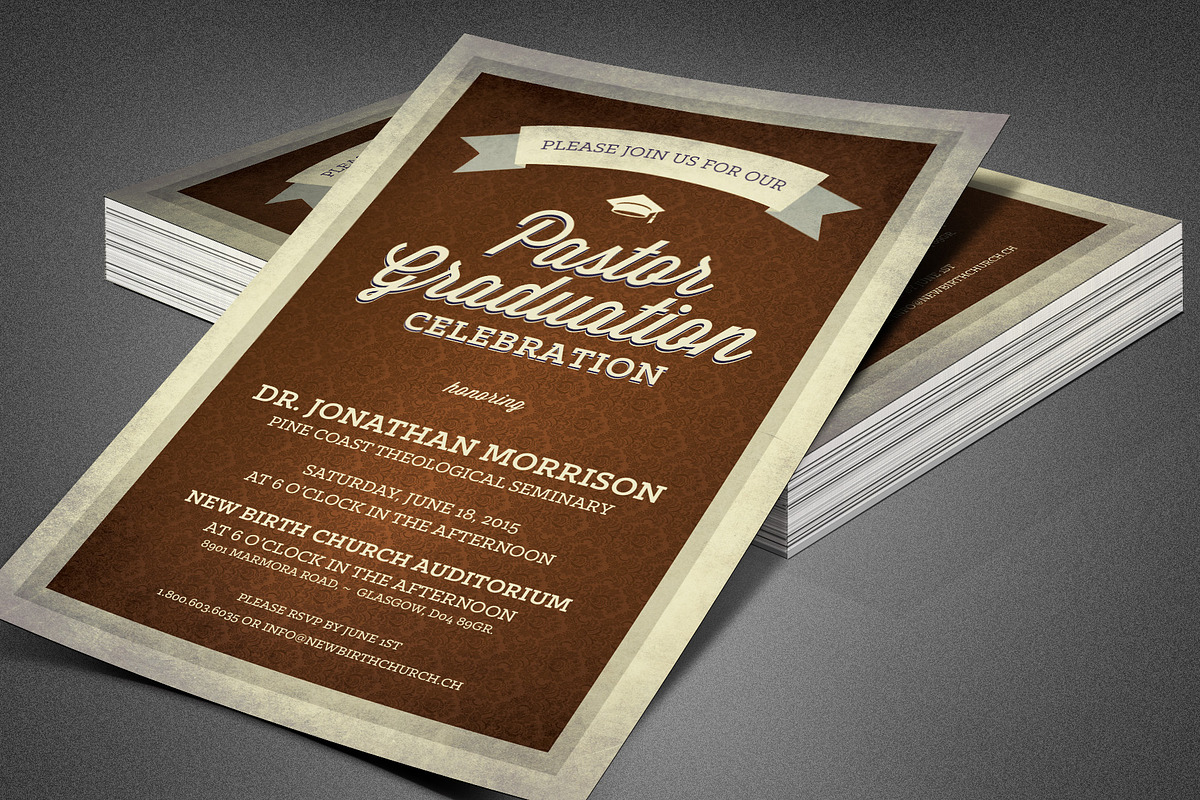 Pastor Graduation Celebration Flyer, a Flyer Template by loswl (Photo 6 of 6)