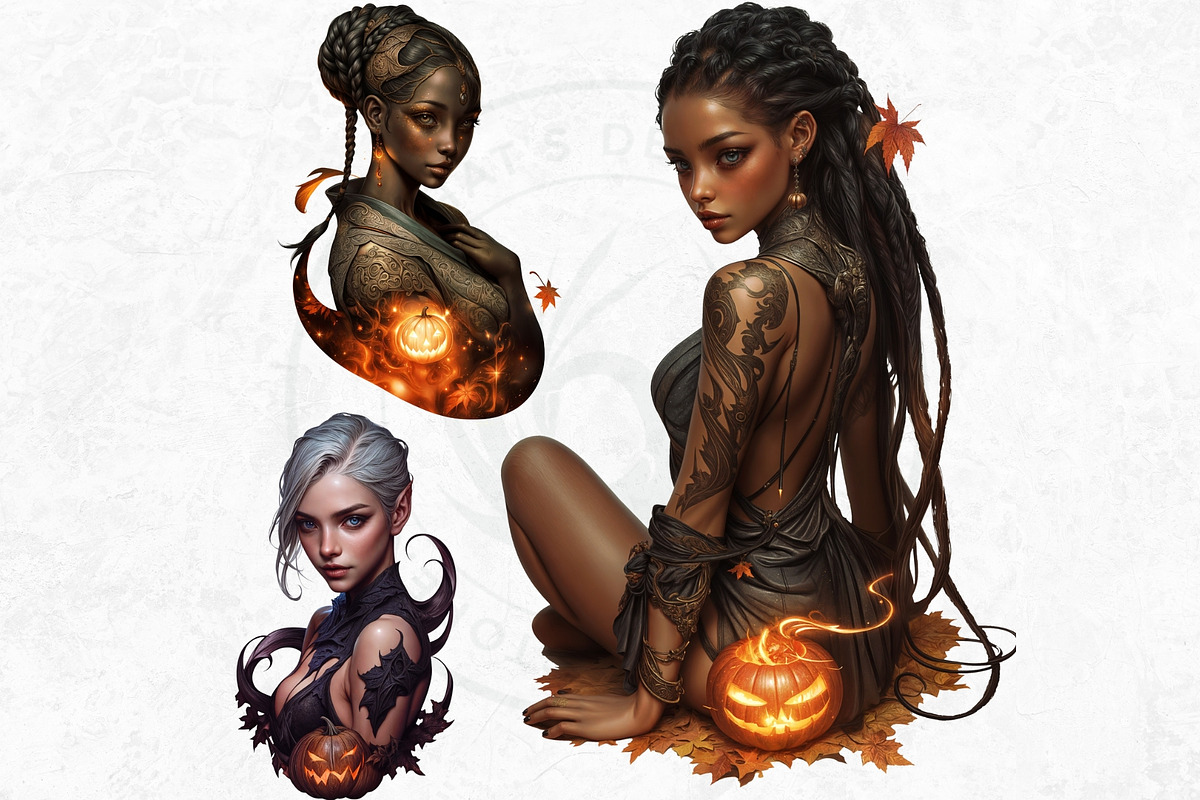 Pumpkin Queen Halloween clipart set, an Illustration by ThatsDesignArt (Photo 10 of 10)