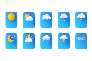 3D Render Weather App Icons