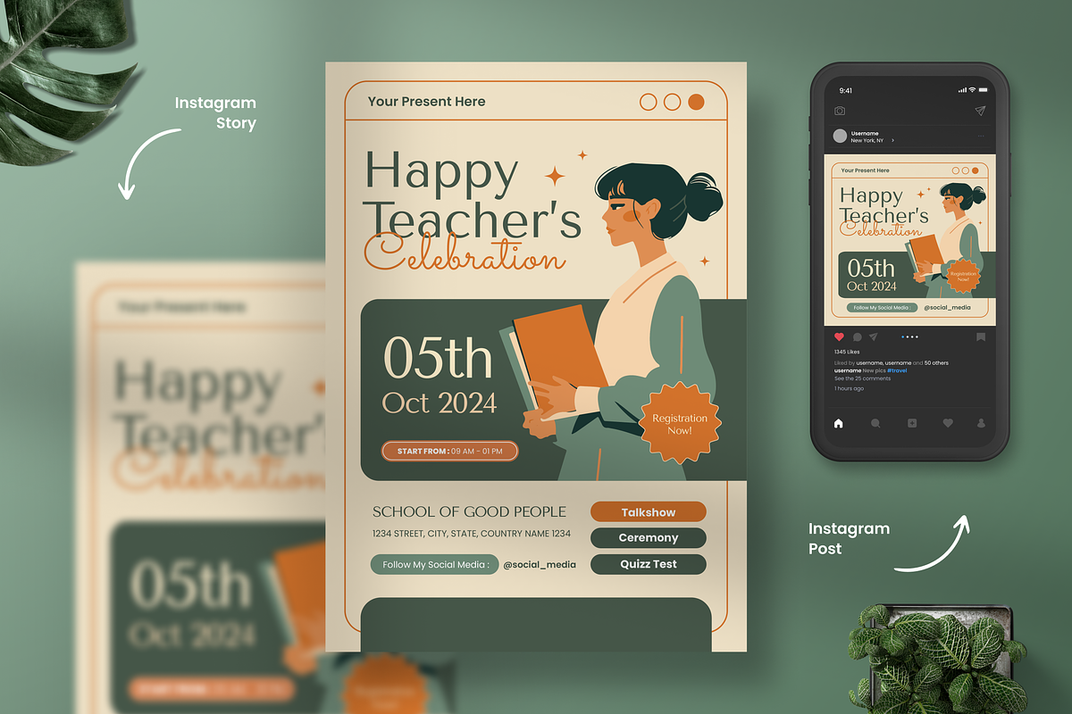World Teacher's Day Flyer Template, a Flyer Template by Annora Studio (Photo 1 of 4)