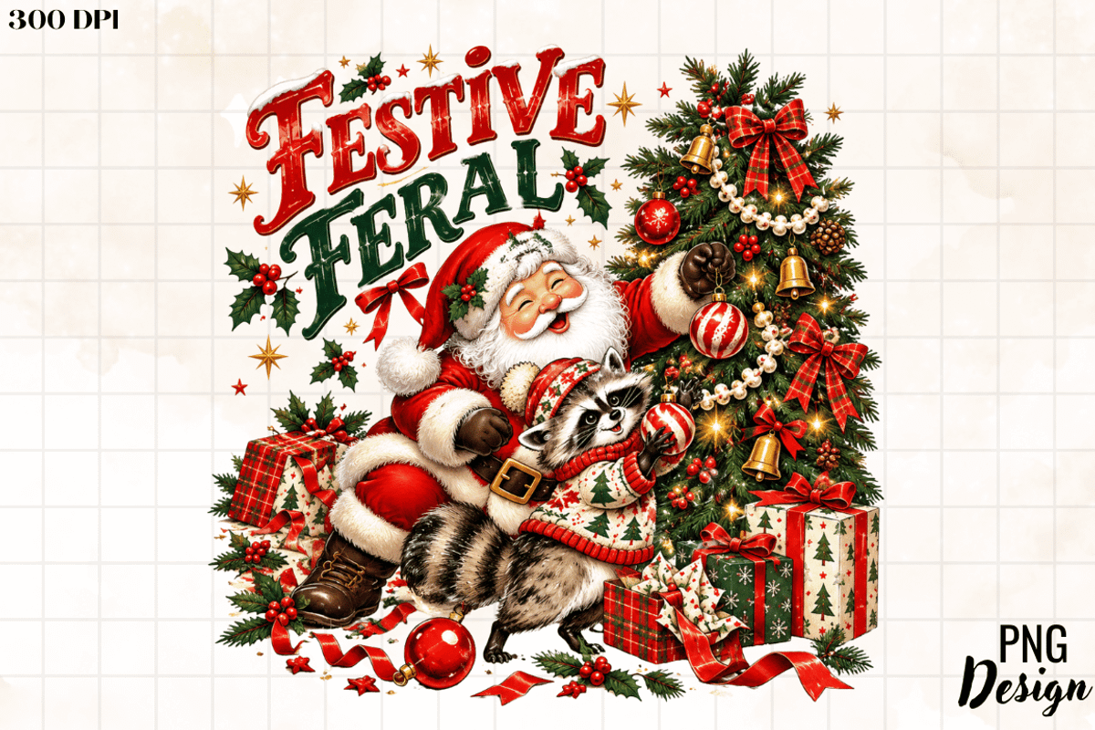 Festive & Feral Christmas PNG santa, an Object Graphic by Cut File (Photo 1 of 3)