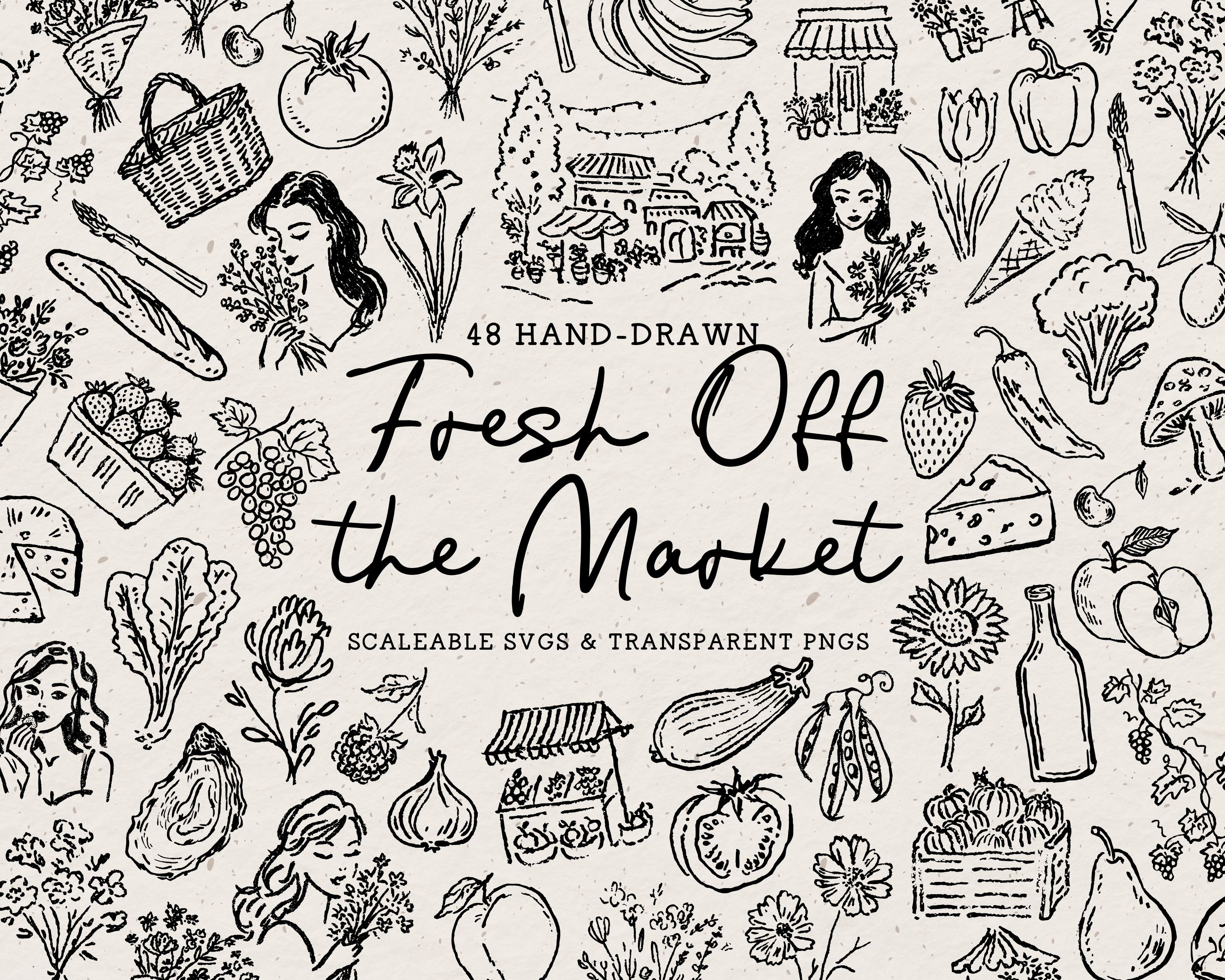 Farmers Market Clipart, Produce by The October Creative | Creative Market