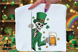 St Patrick’s Day Skeleton PNG, an Illustration by Daily.Designs