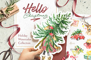 Hello Christmas. Watercolor Kit., a Decorative Illustration by OctopusArtis (Thumbnail 1 of 12)