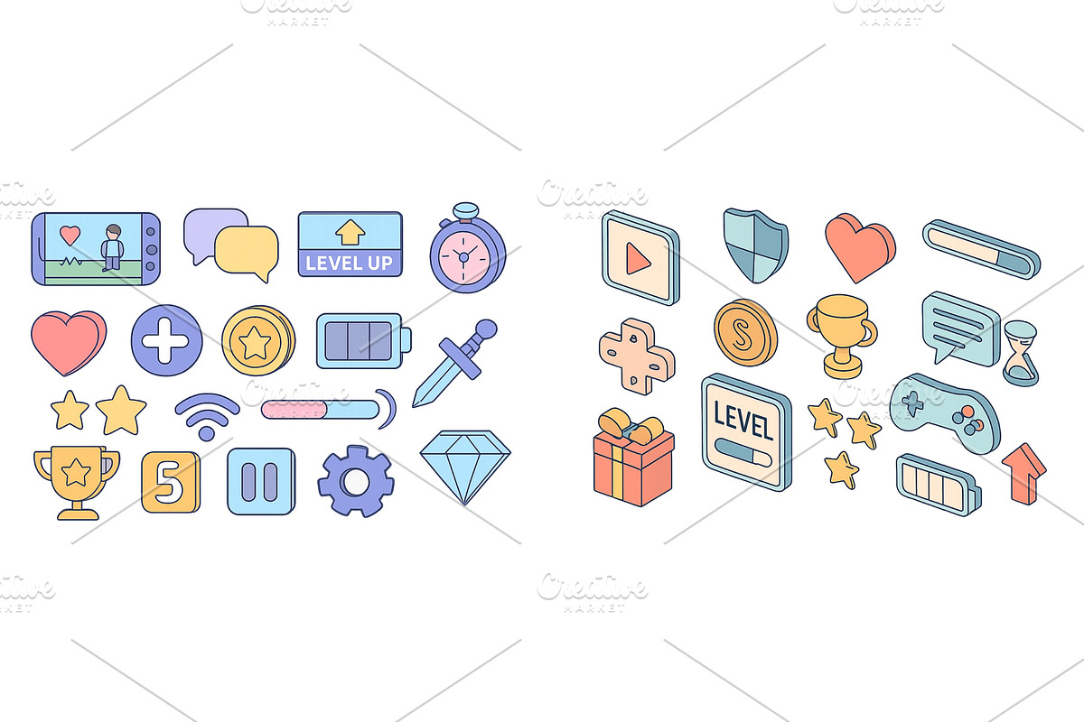 Colorful gaming icons showcasing, an Illustration by ZinetroN
