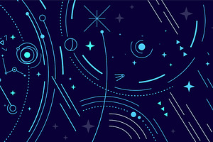 Abstract Space Line Art Set