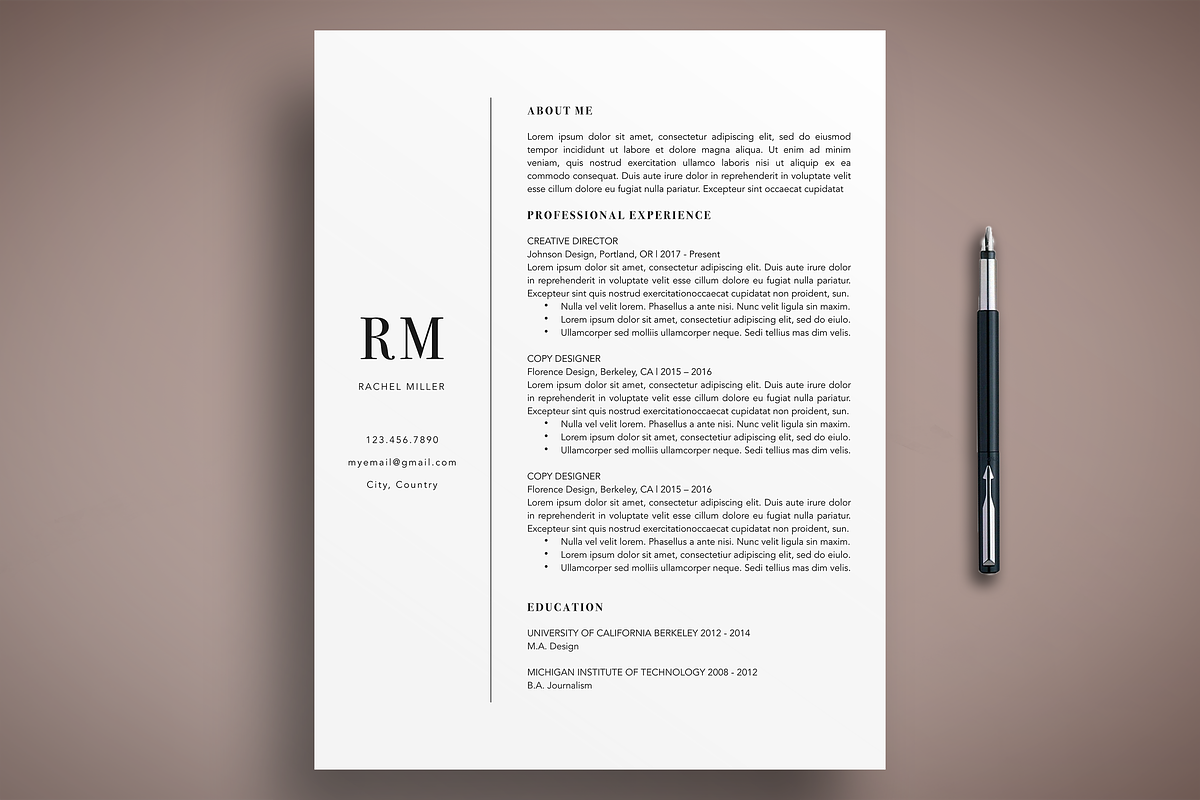 Modern CV Resume Template Word/Pages, a Resume Template by The Creative Resume (Photo 1 of 8)