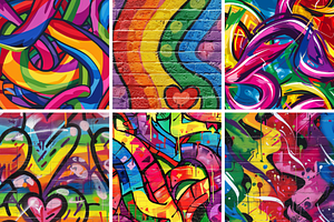 Rainbow Graffiti Seamless Patterns