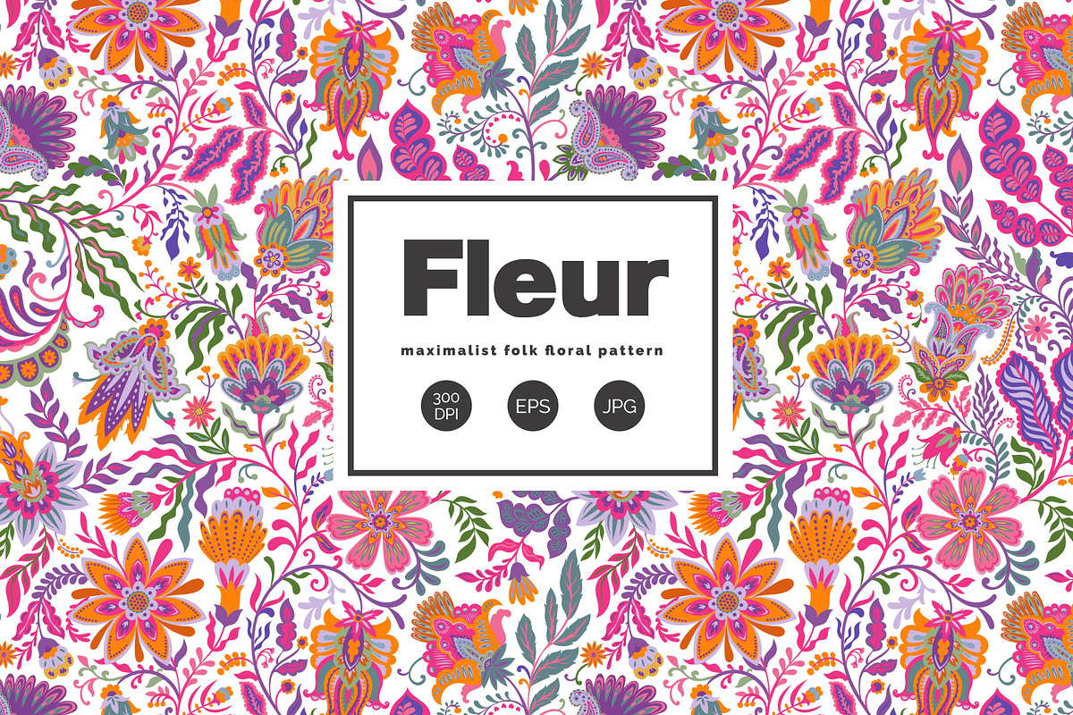 MAXIMALIST FOLK FLORAL PATTERN, a Pattern Graphic by Sonulkaster (Photo 1 of 14)