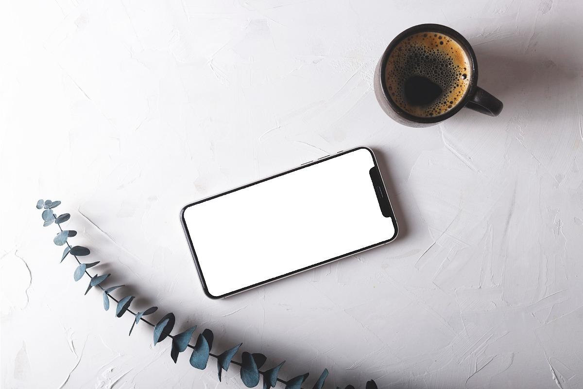 Mockup screen of smartphone on gray, an iPhone Mockup by Valeriia • Svitlini (Photo 2 of 3)