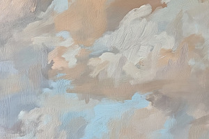 Abstract oil painting showing soft pastel clouds in sky with war, a Decorative Illustration by Studio ANNA