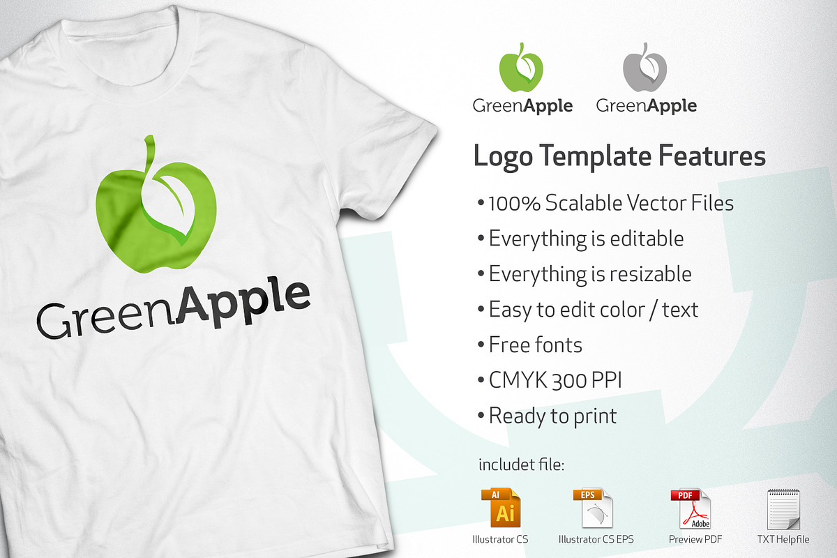 Green Apple logo, a Branding & Logo Template by vectorlogos89 (Photo 2 of 2)