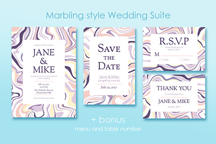 Marble Wedding Invitations Set