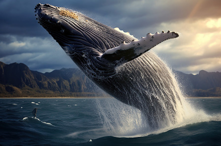 Humpback whale jumping out of the water, an Animal Photo by AlyaAnd