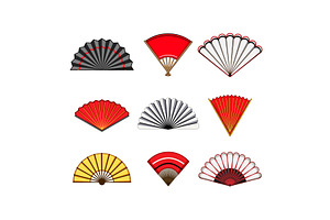 chinese fan set cartoon vector, an Object Illustration by pikepicture