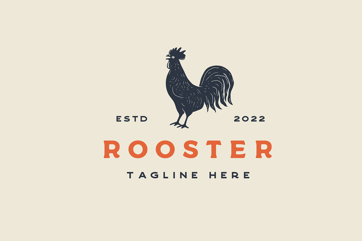 Retro Rooster Silhouette Logo, a Branding & Logo Template by Weasley99Store