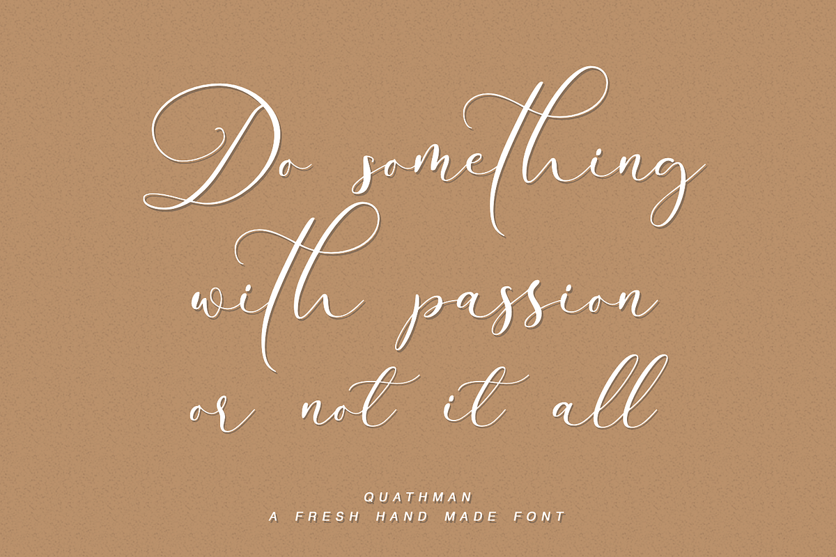Quathman - a fresh hand made font, a Script Font by Quothron (Photo 2 of 7)