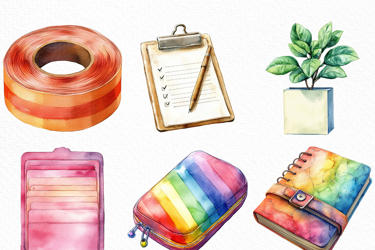 Watercolor Boho Planner Clipart, an Illustration by Craft Nest (Photo 6 of 6)
