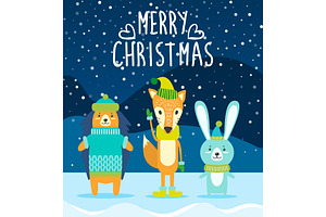 Merry Christmas Postcard, Cute