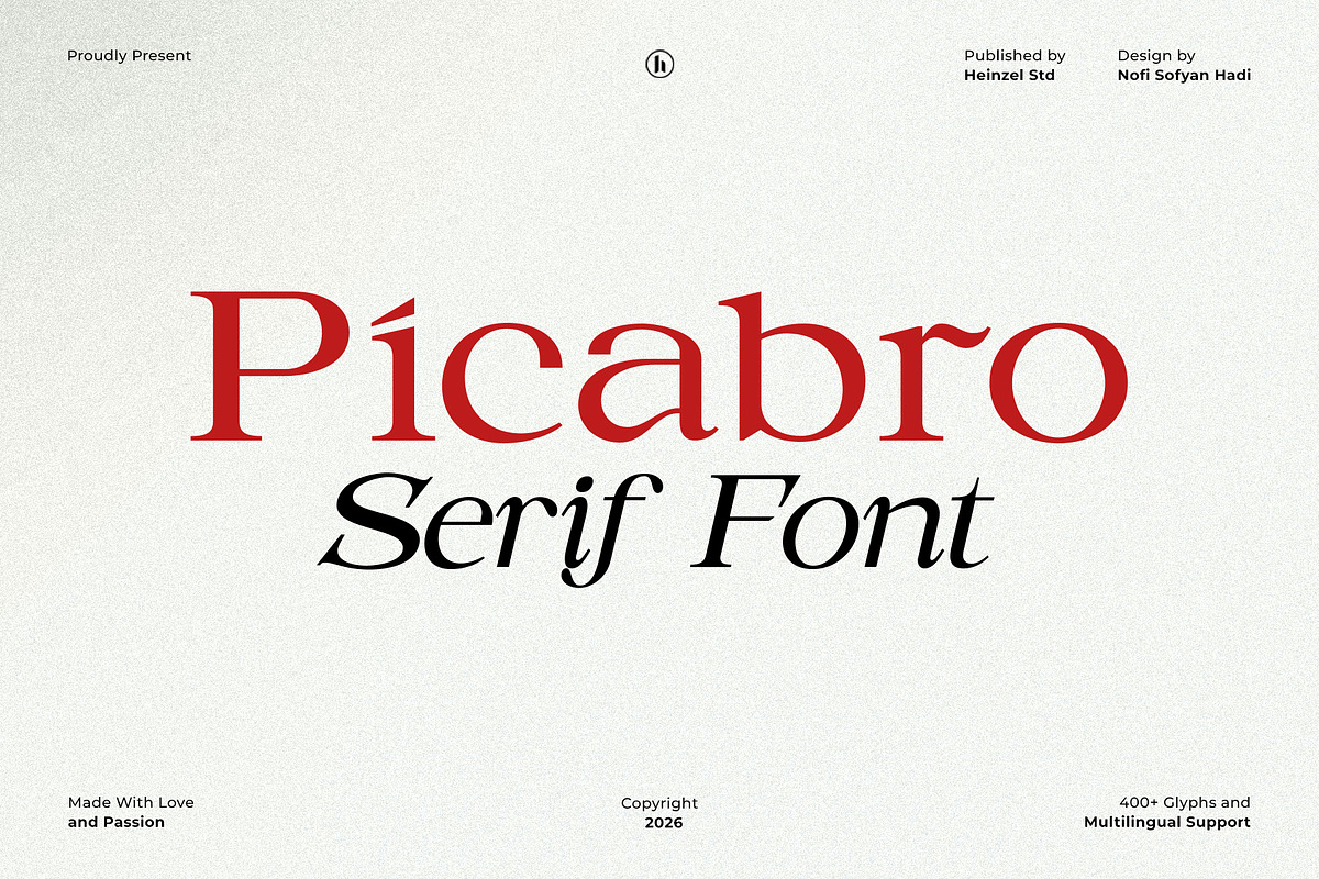 Picabro Serif Font, a Serif Font by Heinzel Std (Photo 1 of 11)
