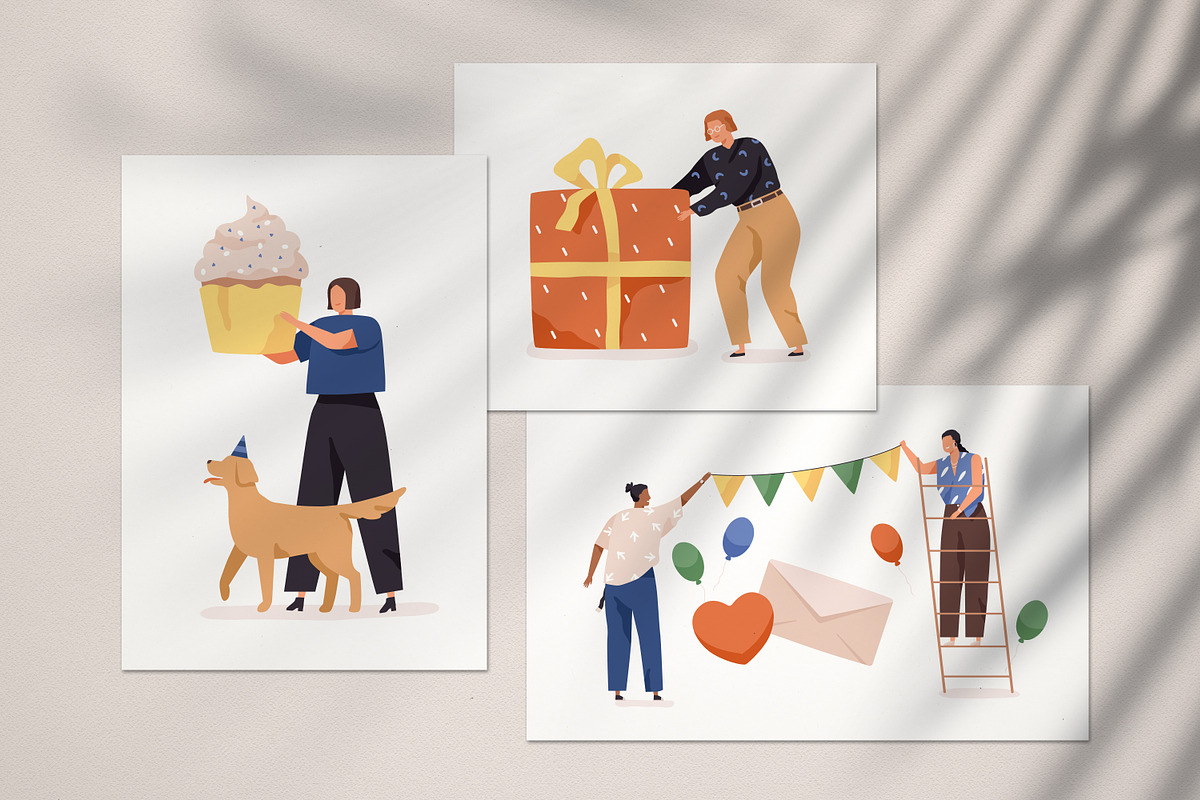 People celebrate happy birthday set, a Person Illustration by Good Studio (Photo 2 of 3)