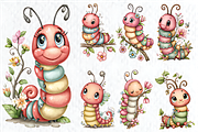 Whimsical Spring Caterpillar Clipart, a Seasonal Illustration by HueNestify (Thumbnail 2 of 3)