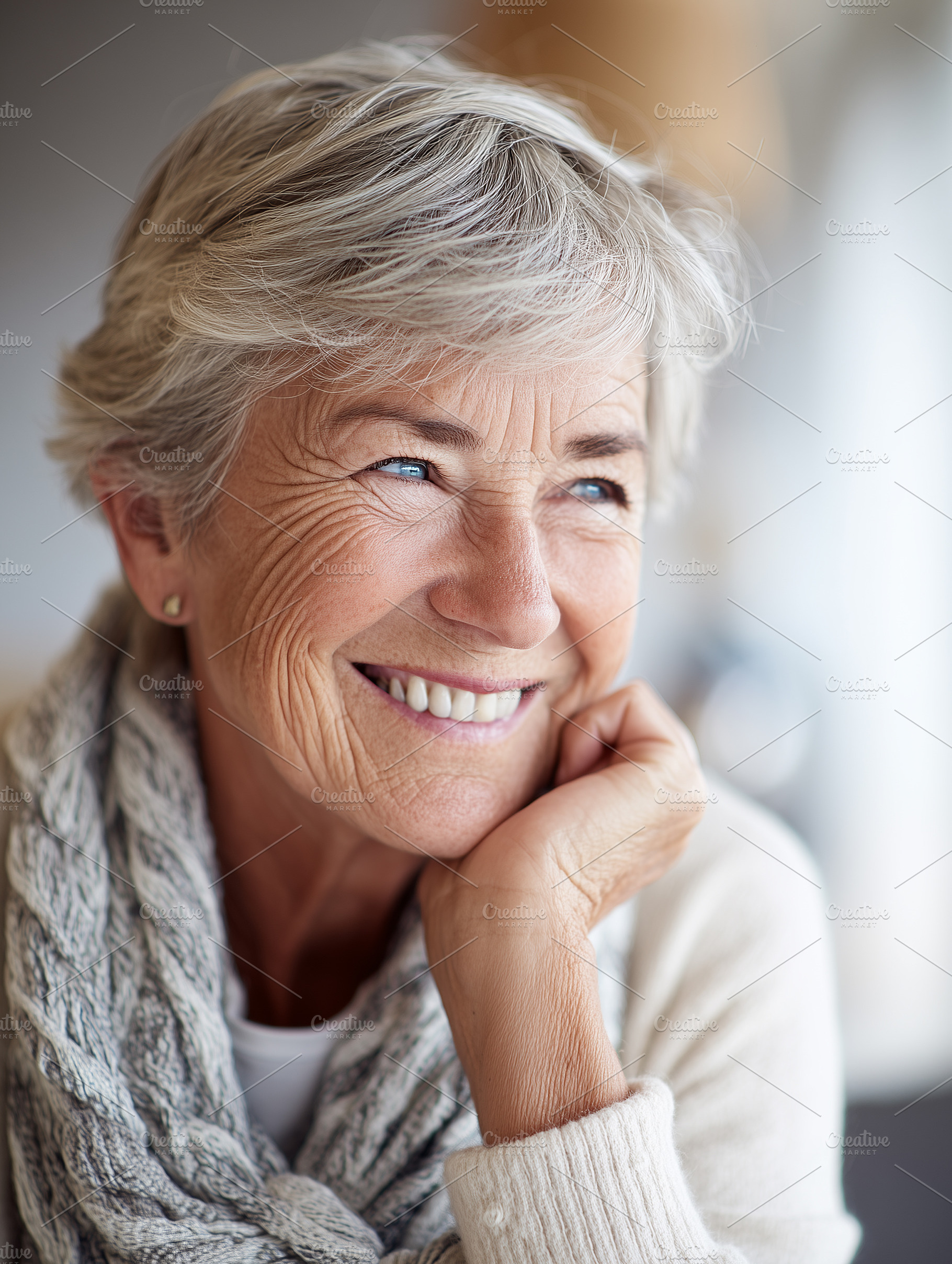 Happy senior woman with short gray, a Person Photo by MistyDay