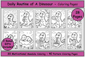 Dinosaur Daily Routine Coloring Book