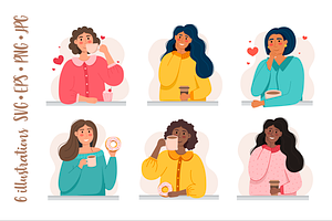 GIRLS And COFFEE Illustrations