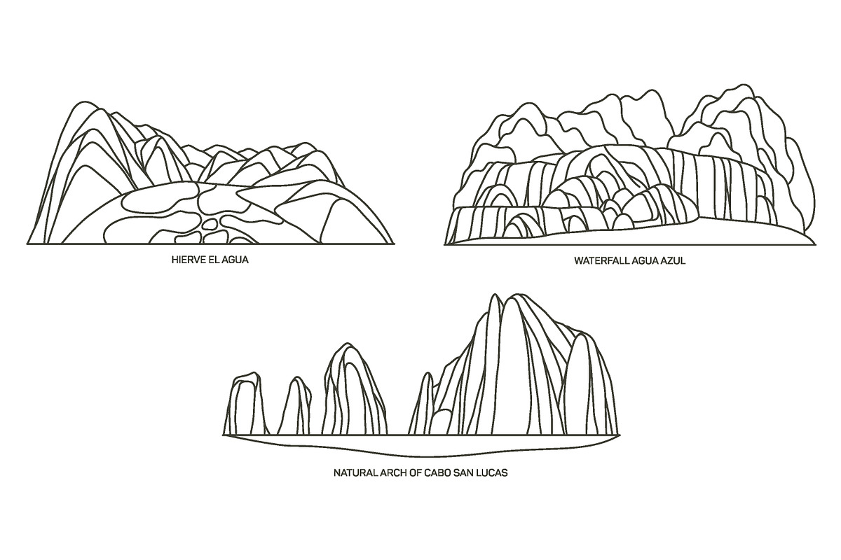 Nature sights of Mexico in line, an Illustration by GenziWorkshop (Photo 6 of 6)