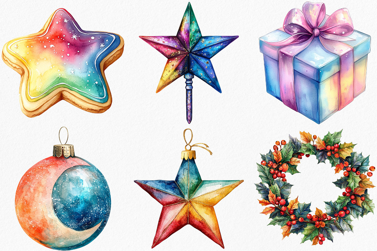 Watercolor Christmas Clipart Bundle, an Illustration by Canvas Craft (Photo 3 of 7)