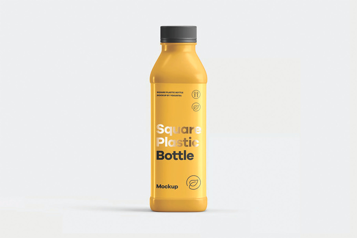Square Plastic Bottle Mockup, a Packaging Mockup by DesignRushMarket (Photo 7 of 9)