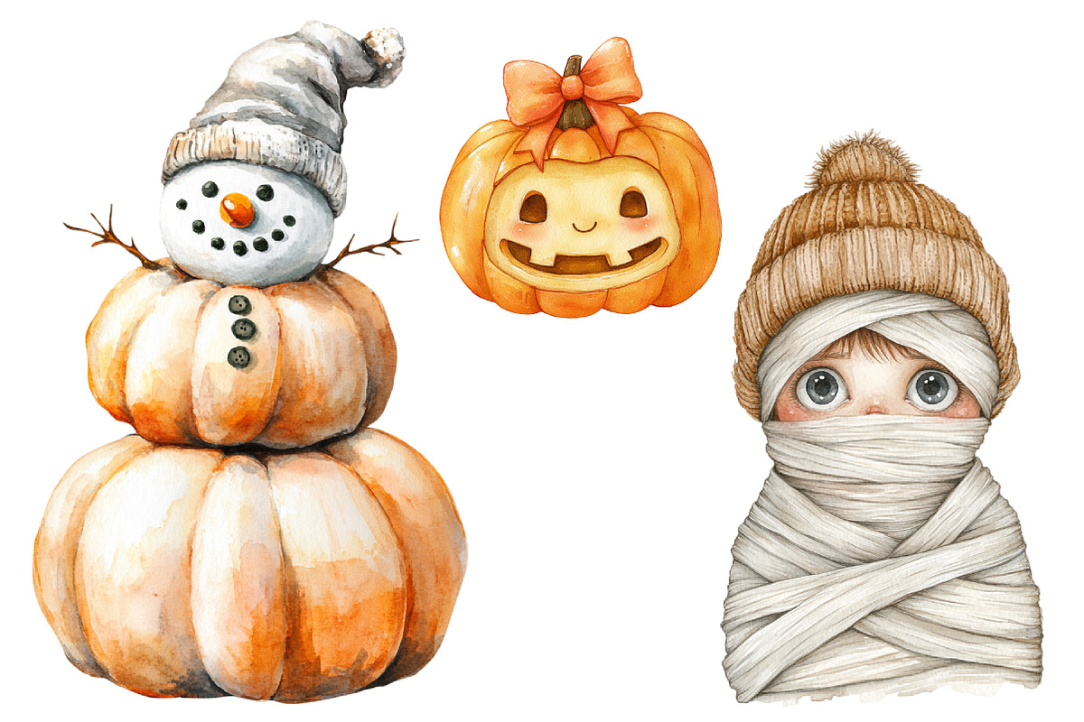 Kawaii Halloween Pumpkin Ghost, a Seasonal Illustration by CitraGraphics (Photo 5 of 5)