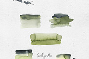 Leaves and watercolor shapes, a Decorative Illustration by Maria's little shop (Thumbnail 4 of 10)