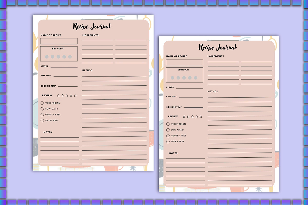 Printable Recipe Journal For Canva, a Stationery Template by Shumaya (Photo 2 of 3)