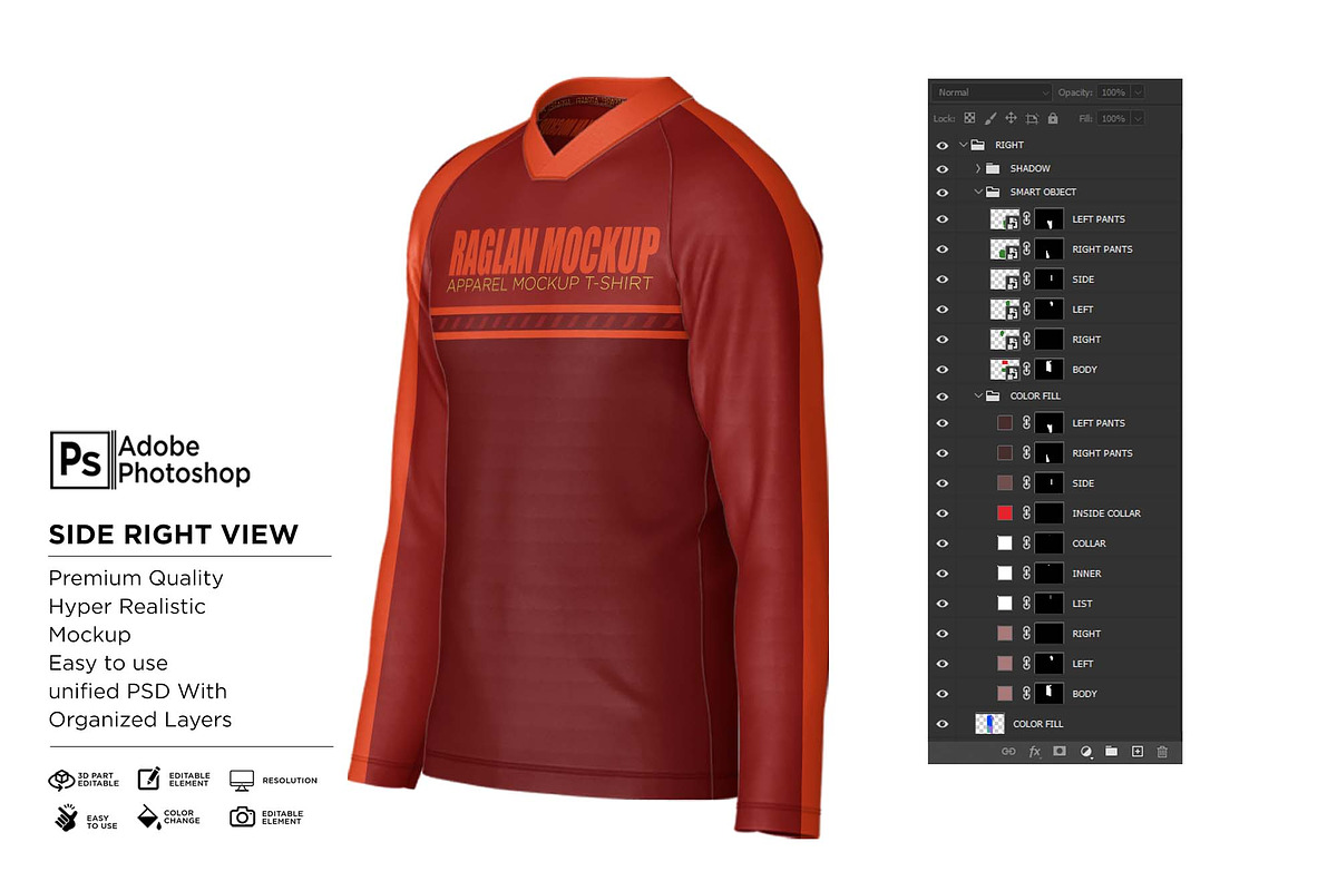 T-Shirt V-Neck Raglan L Mockup, a Shirt Mockup by Nanggroe Scripting (Photo 4 of 6)