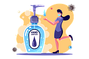 Washing Hands with Hand Sanitizer, a Healthcare Illustration by Hellas Fellas Studio (Thumbnail 2 of 2)