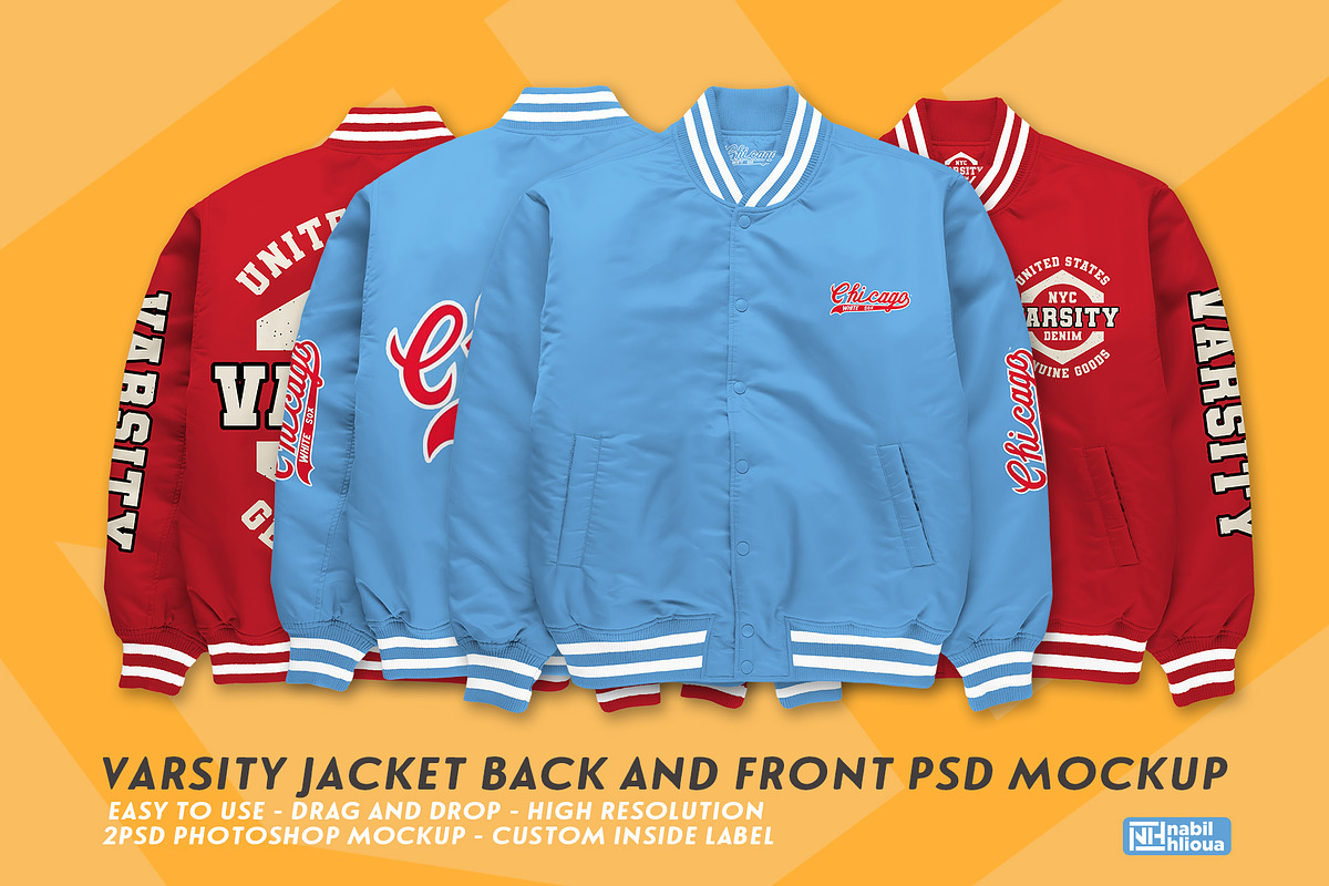 Varsity Jacket mockup psd front back, a Hoody Mockup by NH graphic (Photo 1 of 10)
